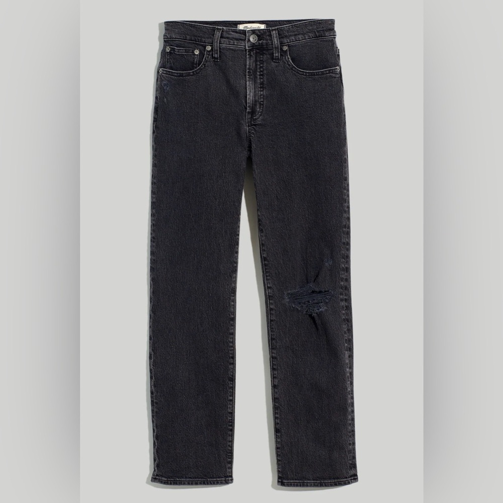 Madewell The Perfect Vintage Straight Jean in Rosella Wash Ripped Edition Sz 27